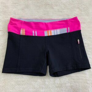 Lululemon Women’s Black Pink Mini Biking Shorts Size 6